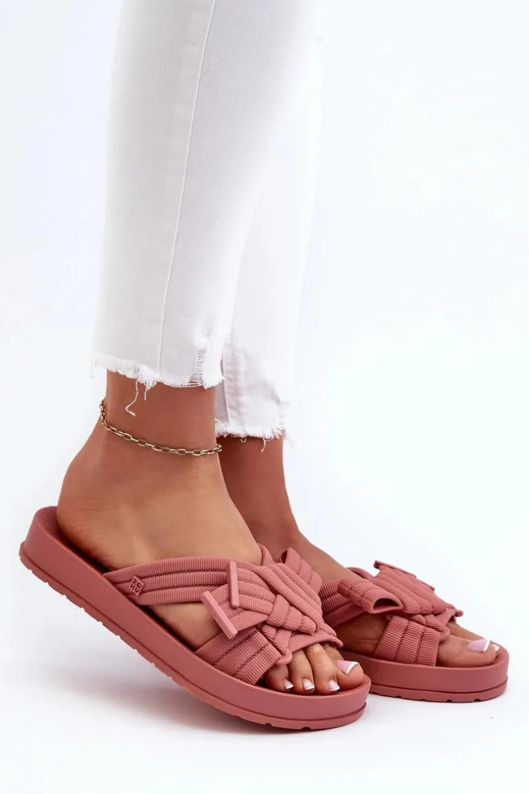 Pachnące Klapki Damskie Na Płaskiej Podeszwie ZAXY LL285097 Brudny Róż