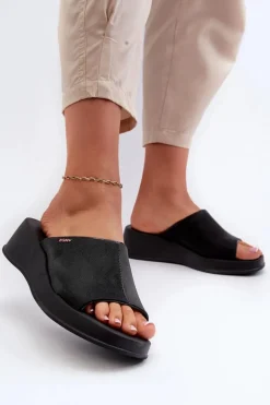 Pachnące Klapki Damskie Na Koturnie ZAXY LL285084 Czarne