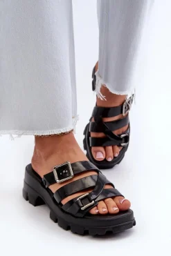 Pachnące Klapki Damskie Na Niskim Obcasie ZAXY NN285043 Czarne