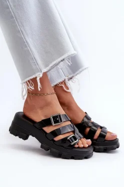 Pachnące Klapki Damskie Na Niskim Obcasie ZAXY NN285043 Czarne