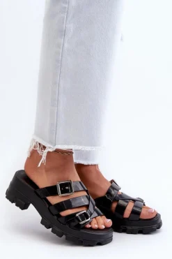 Pachnące Klapki Damskie Na Niskim Obcasie ZAXY NN285043 Czarne