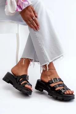 Pachnące Klapki Damskie Na Niskim Obcasie ZAXY NN285043 Czarne