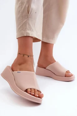Pachnące Klapki Damskie Na Koturnie ZAXY LL285083 Jasnoróżowe