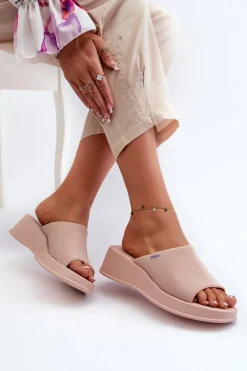 Pachnące Klapki Damskie Na Koturnie ZAXY LL285083 Jasnoróżowe