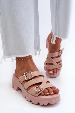 Pachnące Klapki Damskie Na Niskim Obcasie ZAXY NN285044 Jasnoróżowe