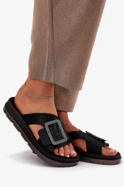 Pachnące Klapki Damskie Z Ozdobną Klamrą ZAXY RR285078 Czarne