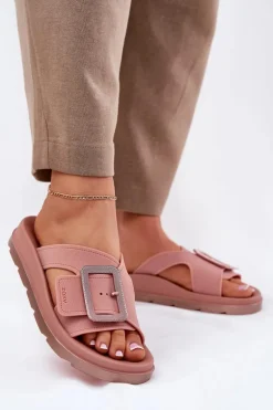 Pachnące Klapki Damskie Z Ozdobną Klamrą ZAXY RR285077 Brudny Róż