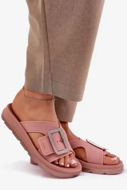 Pachnące Klapki Damskie Z Ozdobną Klamrą ZAXY RR285077 Brudny Róż