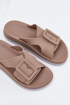 Pachnące Klapki Damskie Z Ozdobną Klamrą ZAXY RR285076 Beżowe