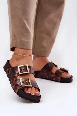 Pachnące Klapki Damskie Z Klamrami Panterka ZAXY RR285059 Brązowe