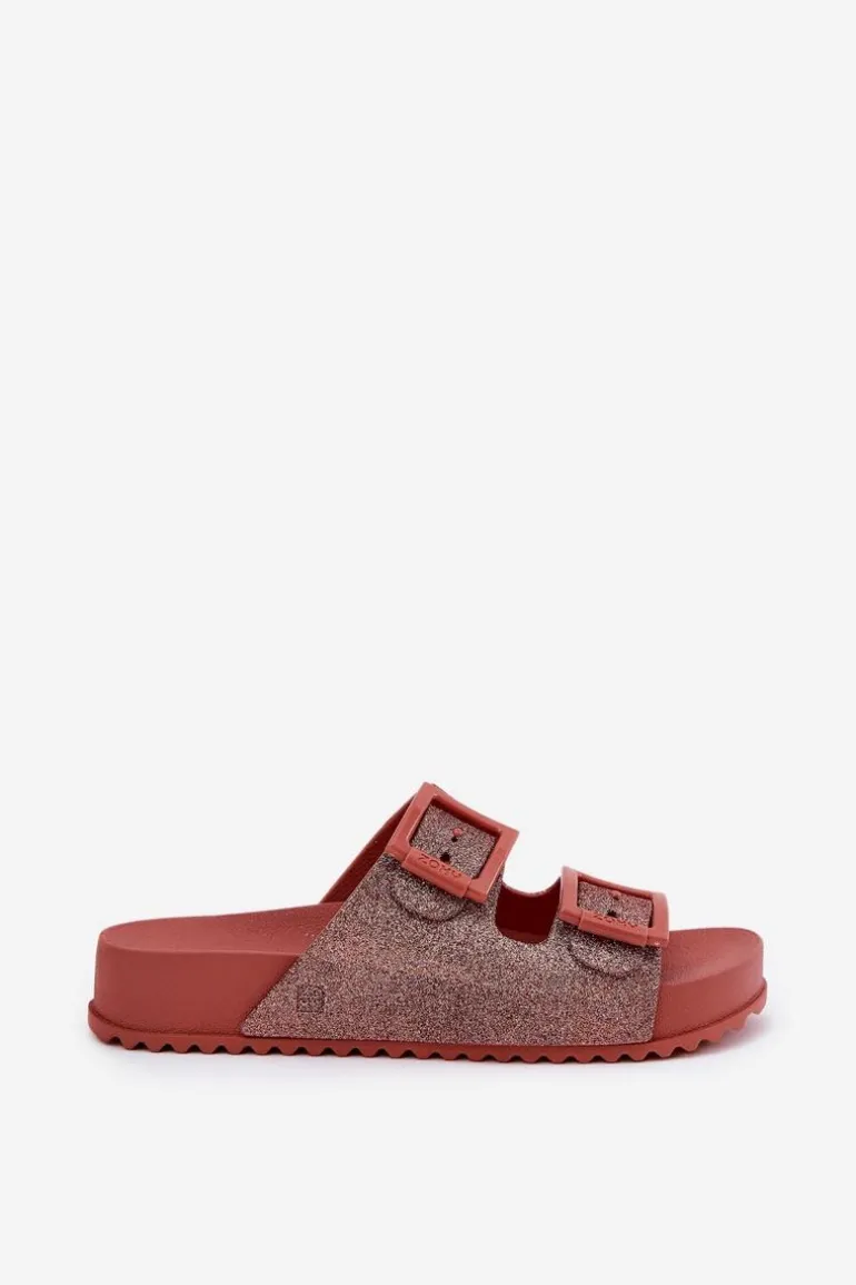 Pachnące Klapki Damskie Z Brokatem I Klamrami ZAXY RR285025 Brudny Róż