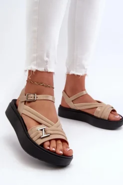 Pachnące Sandały Damskie Na Platformie ZAXY LL285063 Beżowe