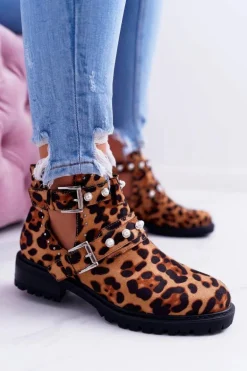 Panterkowe Botki z Wycięciami Cadenza