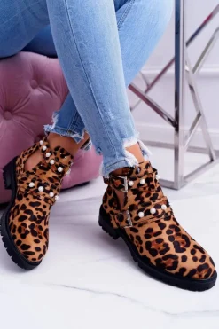 Panterkowe Botki z Wycięciami Cadenza