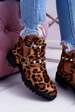 Panterkowe Botki z Wycięciami Cadenza