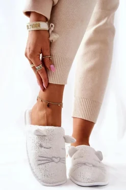 Papcie Błyszczące Kotki Z Uszami Białe Kaisy