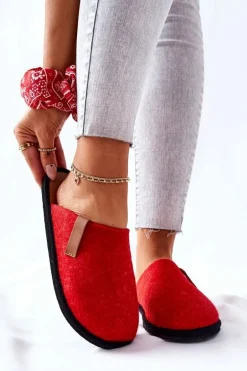 Papcie Damskie Domowe Panto Fino KK267006 Czerwono-Brązowe