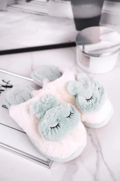 Papcie Damskie Futrzane Jasno Zielone Rabbit