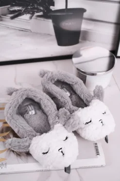 Papcie Damskie Futrzane Owieczki Szare Ben