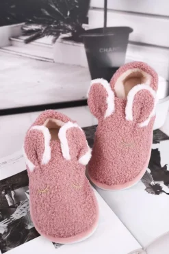 Papcie Damskie Futrzane Zajączek Różowe Goody