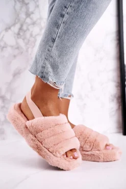 Papcie Damskie na Platformie Futrzane Pomarańczowe Snowflake