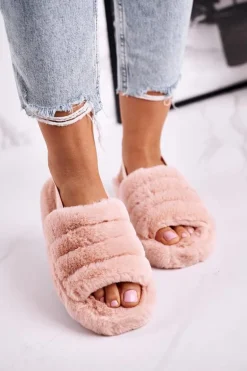 Papcie Damskie na Platformie Futrzane Pomarańczowe Snowflake