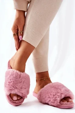 Papcie Damskie Z Futerkiem Różowe Trusted