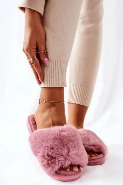 Papcie Damskie Z Futerkiem Różowe Trusted