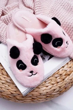 Papcie Damskie Z Futerkiem Pandy Różowe Fimeo