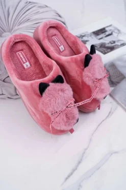 Papcie Damskie Z Futerkiem Kotek Czerwone Kitty