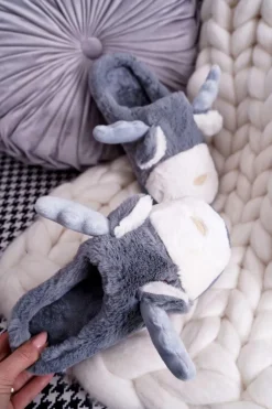 Papcie Damskie Z Futerkiem Renifery Szare Deff