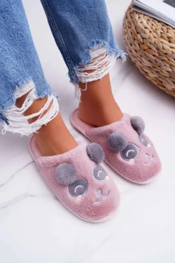 Papcie Damskie Z Futerkiem Pandy Ciemny Róż Fimeo