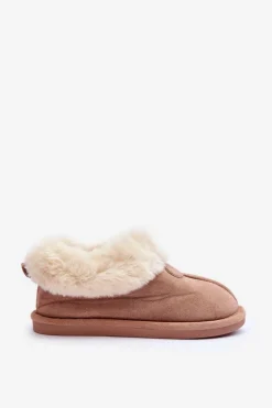 Papcie Damskie Z Futerkiem Beżowe Lanoze