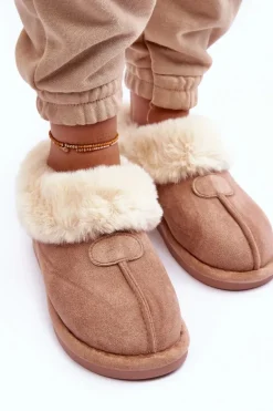 Papcie Damskie Z Futerkiem Beżowe Lanoze