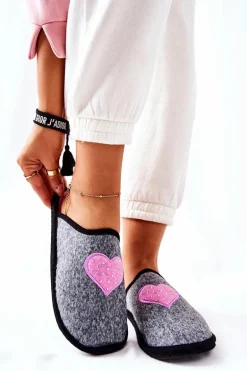 Papcie Domowe Panto Fino II267010 Szaro-Różowe