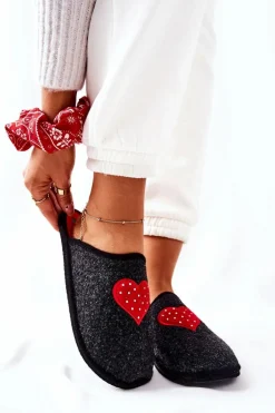 Papcie Domowe Panto Fino II267009 Czarno-Czerwone