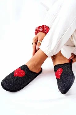 Papcie Domowe Panto Fino II267009 Czarno-Czerwone