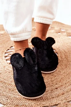 Papcie Futrzane Z Uszami Czarne Thorpe