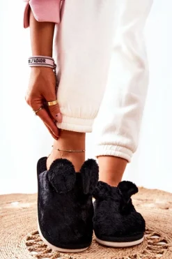 Papcie Futrzane Z Uszami Czarne Thorpe