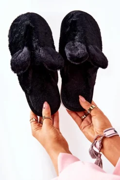 Papcie Futrzane Z Uszami Czarne Thorpe