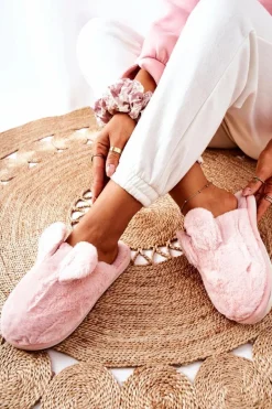 Papcie Futrzane Z Uszami Różowe Thorpe