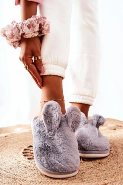 Papcie Futrzane Z Uszami Szare Thorpe