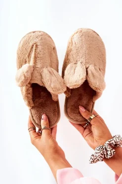 Papcie Futrzane Z Uszami Beżowe Thorpe