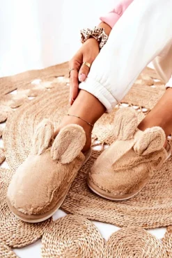 Papcie Futrzane Z Uszami Beżowe Thorpe