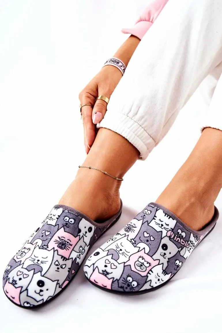 Papcie Klapki Befado Kotki 155D200 Szare