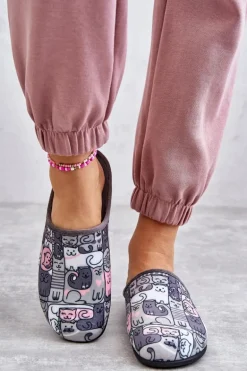 Papcie Klapki Befado Kotki 155D208 Szare