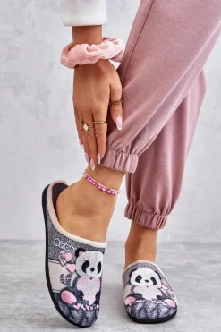 Papcie Klapki Befado Panda Z Sercem 155D209 Szare