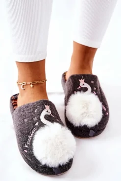 Papcie Ocieplane Łabędź Szare Reya