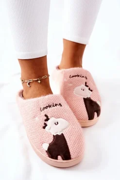 Papcie Ocieplane Renifer Jasnoróżowe Jilly