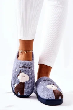 Papcie Ocieplane Renifer Niebieskie Jilly